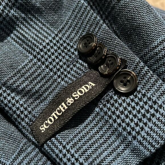 Scotch & Soda Double-Breasted Check Blazer in Blue, NWT, Size XXL - Picture 9 of 10